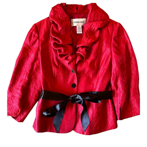Vintage 90s Victor Costa Red Holiday Blazer